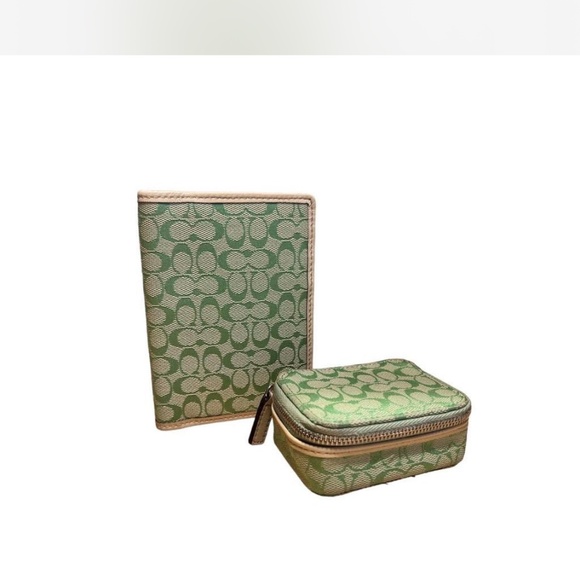 Coach Vintage Travel Set Passport Cover Wallet & Zip Around Jewelry or Pill Case - Picture 1 of 9